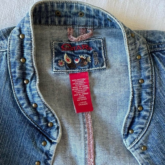 Vintage y2k embellished cropped denim jacket - Picture 7 of 7